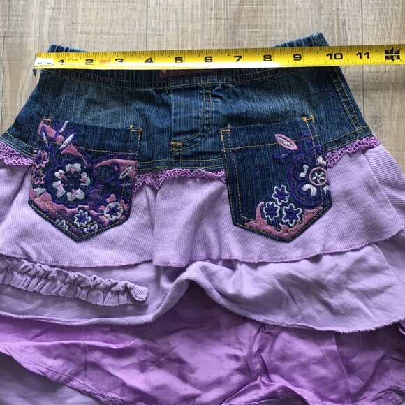 Naartjie Size 4 Tiered Skirt Ruffled Denim Layered Girls Purple - Picture 6 of 6